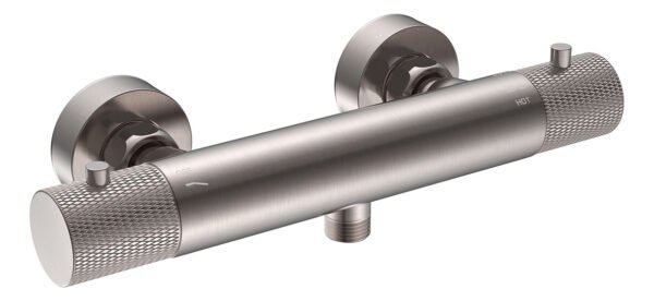 Ribbd thermostatische douchemengkraan hartafstand 15 cm geborsteld staal PVD - Opbouw douchekranen | Lapy