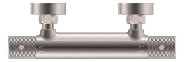 Ribbd thermostatische douchemengkraan hartafstand 15 cm geborsteld staal PVD - Opbouw douchekranen | Lapy