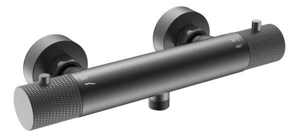 Ribbd thermostatische douchemengkraan hartafstand 15 cm gunmetal PVD - Opbouw douchekranen | Lapy
