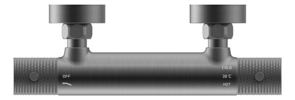 Ribbd thermostatische douchemengkraan hartafstand 15 cm gunmetal PVD - Opbouw douchekranen | Lapy