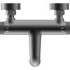 Ribbd thermostatische badmengkraan hartafstand 15 cm gunmetal PVD - Opbouw badkranen | Lapy