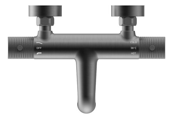 Ribbd thermostatische badmengkraan hartafstand 15 cm gunmetal PVD - Opbouw badkranen | Lapy
