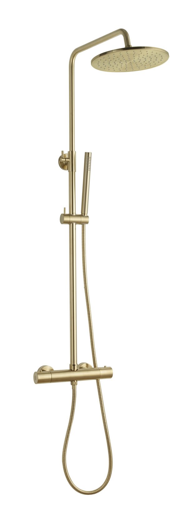 Caral thermostatische regendoucheset opbouw geborsteld messing PVD - Regendouchesets | Lapy