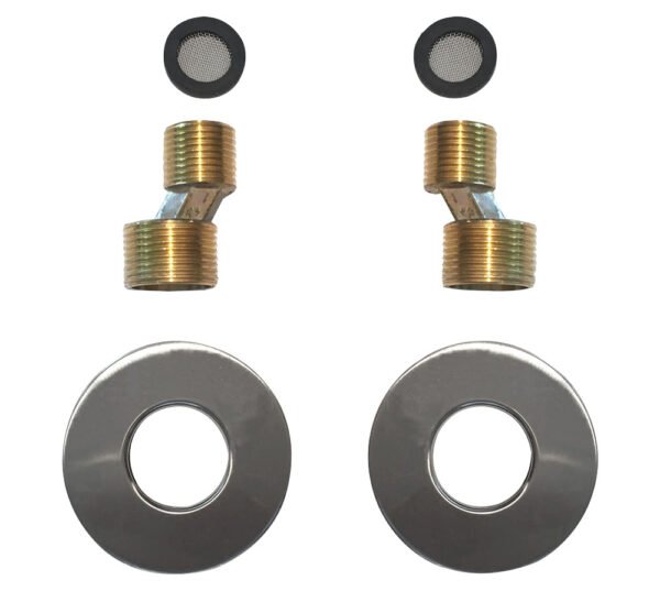 Rio set s-koppelingen met rozet voor kraan 15 cm 1/2″ x 3/4″ geborsteld staal - Diverse kraanonderdelen | Lapy