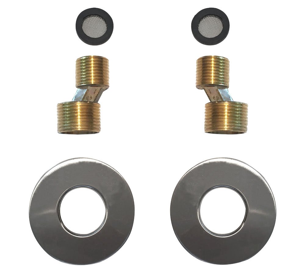 Rio set s-koppelingen met rozet voor kraan 15 cm 1/2" x 3/4" geborsteld staal