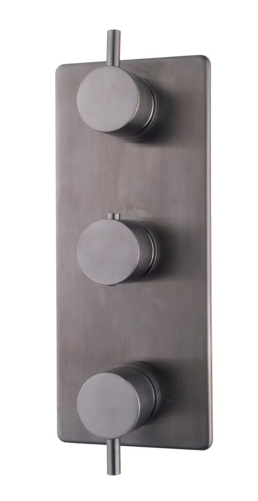 Caral afbouwdeel inbouwthermostaat 3 weg gunmetal PVD
