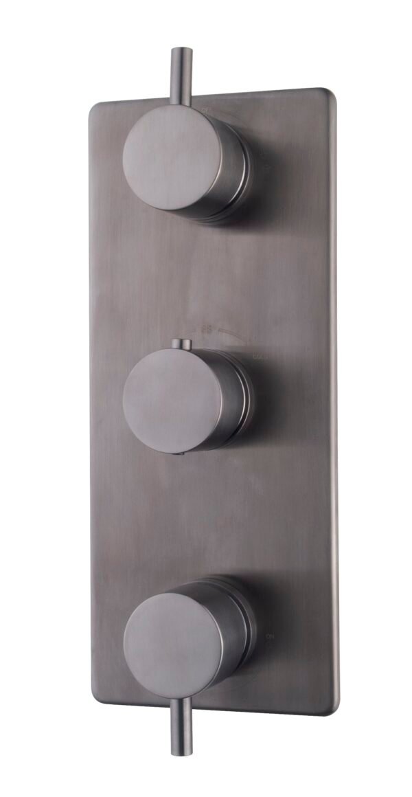 Caral afbouwdeel inbouwthermostaat 3 weg gunmetal PVD - Inbouwthermostaten | Lapy