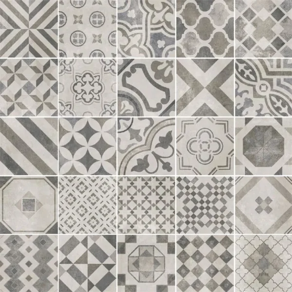 Vintage Cementina Mix Black/White 20X20 Mat