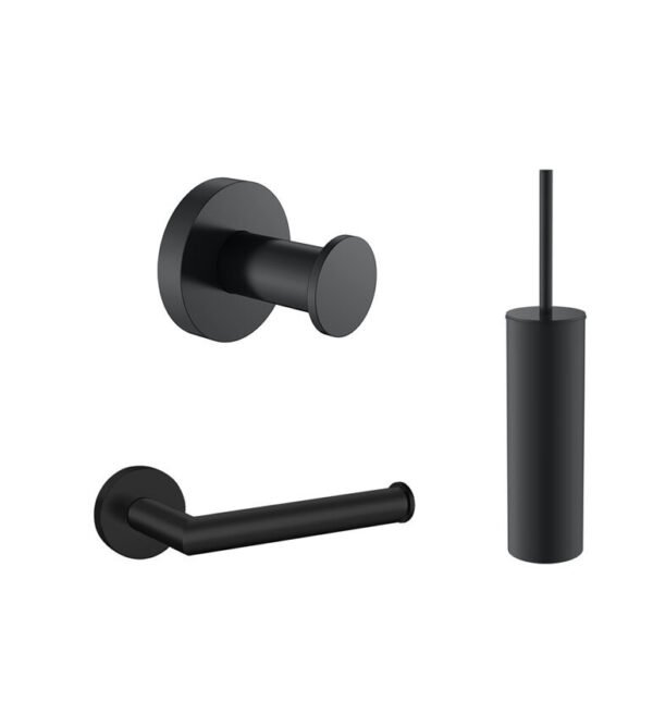 Toilet accessoireset rond Mat Zwart - Maximo Design Zwart | Lapy
