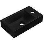 Ribbella fontein omkeerbaar 40 x 22 x 9 cm composiet mat zwart - Wastafels | Lapy