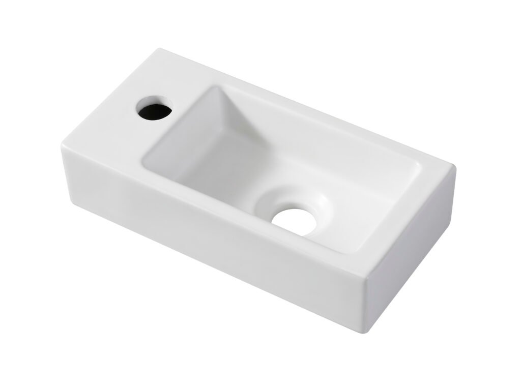 Rhea S mini fontein links 36,5 x 18 x 9 cm keramiek mat wit