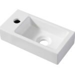 Rhea S mini fontein links 36,5 x 18 x 9 cm keramiek mat wit - Fonteinen | Lapy