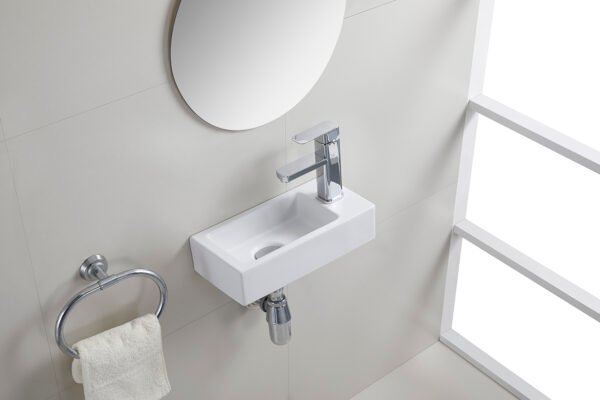 Rhea S mini fontein rechts 36,5 x 18 x 9 cm keramiek mat wit - Fonteinen | Lapy