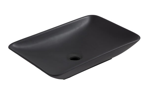 Karé waskom rechthoekig 58 x 36 x 11,5 cm keramiek mat zwart - Waskommen | Lapy