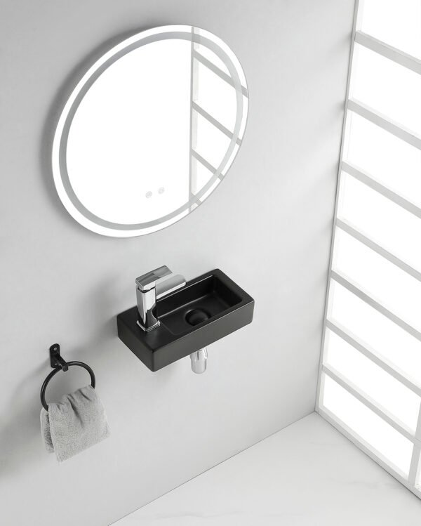 Rhea S mini fontein links 36,5 x 18 x 9 cm keramiek mat zwart - Fonteinen | Lapy