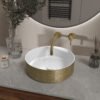 Mondri waskom rond 36 x 36 x 12 cm glans wit/geborsteld goud - Waskommen | Lapy