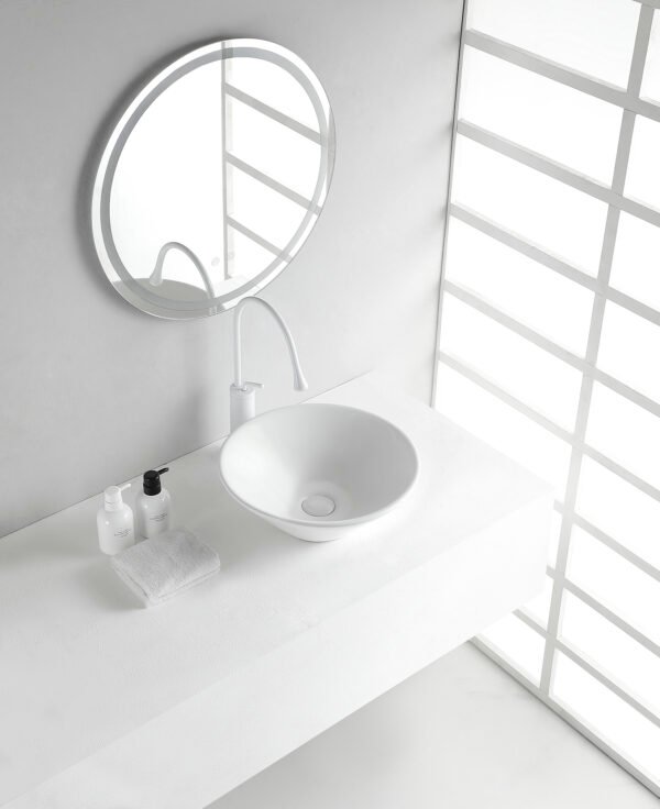 Circle waskom rond 42 x 15 cm keramiek glans wit - Waskommen | Lapy