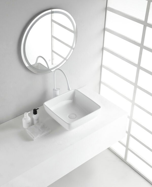Piazza waskom vierkant 40 x 40 x 15 cm keramiek glans wit - Waskommen | Lapy