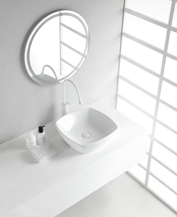 Plaza waskom vierkant 42 x 42 x 13,5 cm keramiek glans wit - Waskommen | Lapy