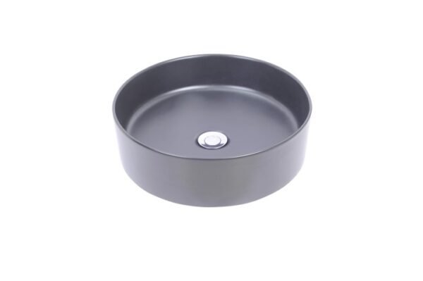 Link waskom rond 40 x 12 cm keramiek mat zwart - Waskommen | Lapy