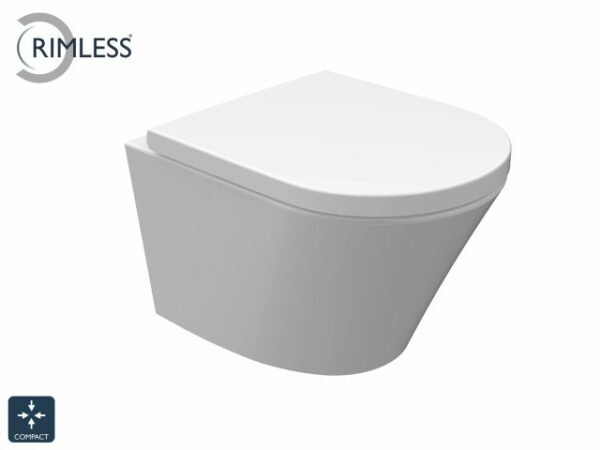 Vesta junior wandcloset rimless verkort met Vesta Junior toiletzitting softclose en quick release glans wit | Lapy