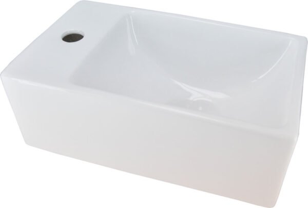 Rhea XXS fontein links 30,5 x 18 x 11 cm keramiek glans wit - Fonteinen | Lapy