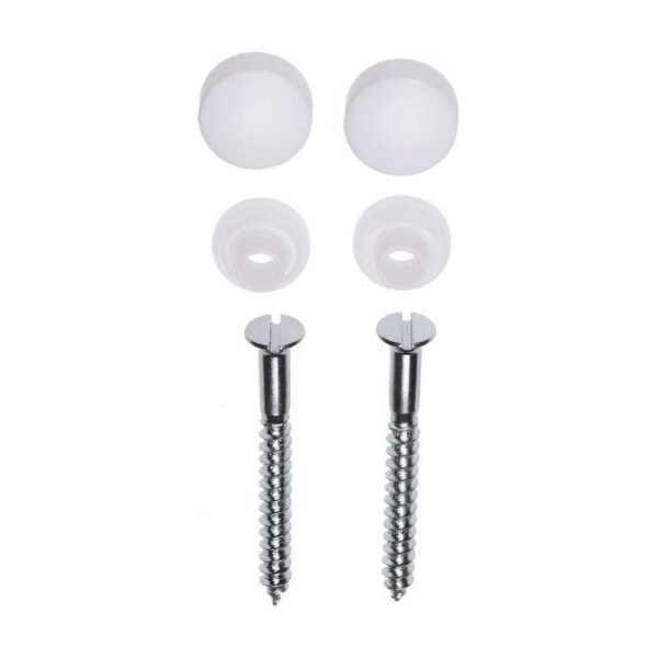 Potschroevenset zonder plug 2 stuks verzinkt 6 x 60 mm afdekdop wit - Bevestigingsets closets en reservoirs | Lapy