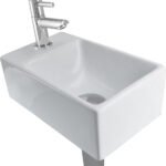 Fonteinset Rhea XXS met fontein links glans wit, kraan, sifon en afvoerplug chroom - Complete fonteinsets | Lapy