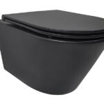 Vesta Tornado flush wandcloset rimless met Flatline toiletzitting softclose en quick release mat zwart | Lapy