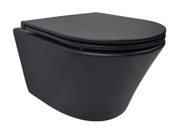 Vesta wandcloset rimless met Flatline toiletzitting softclose en quick release mat zwart | Lapy