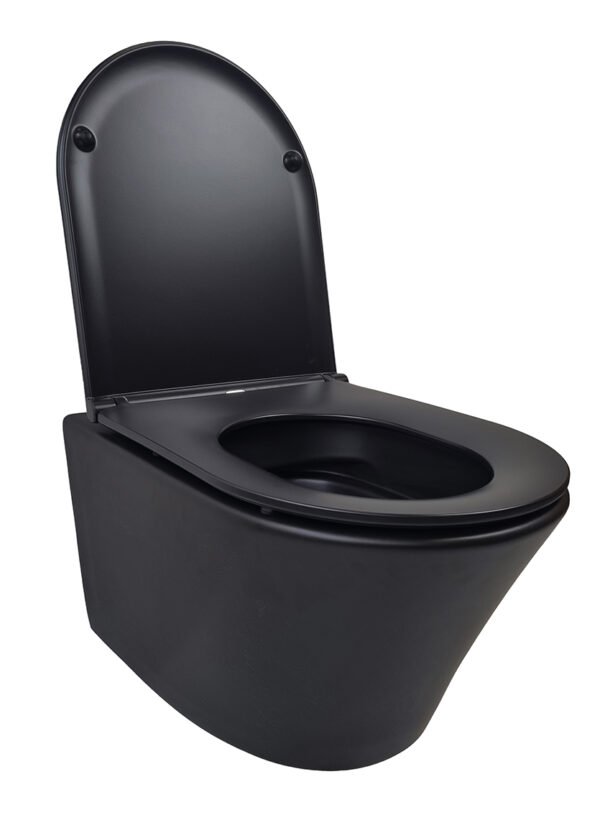 Vesta wandcloset rimless met Flatline toiletzitting softclose en quick release mat zwart | Lapy