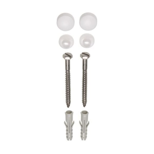Potschroevenset met plug 2 stuks RVS 6 x 70 mm afdekdop wit - Bevestigingsets closets en reservoirs | Lapy