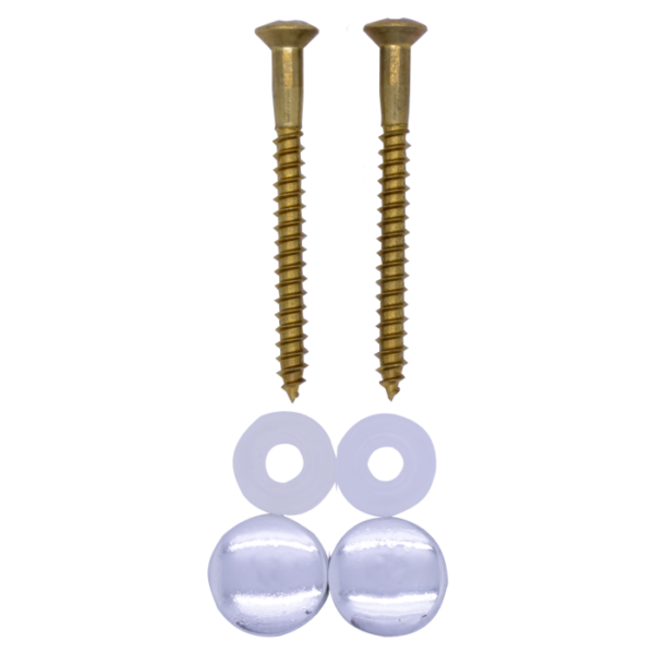 Potschroevenset zonder plug 2 stuks messing 5.5 x 70 mm afdekdop chroom - Bevestigingsets closets en reservoirs | Lapy