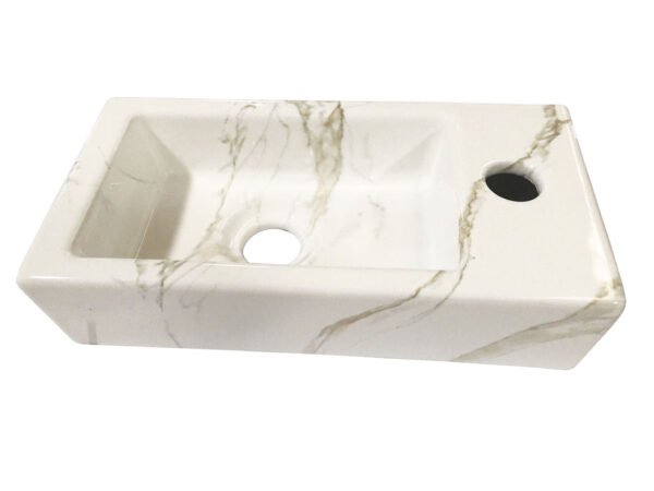 Rhea S mini fontein rechts 36,5 x 18 x 9 cm keramiek carrara - Fonteinen | Lapy