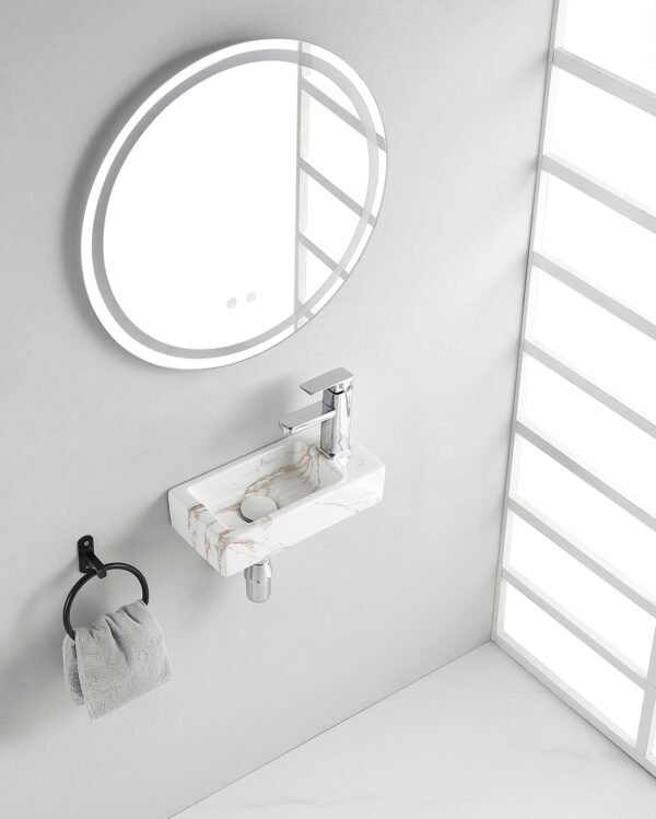 Rhea S mini fontein rechts 36,5 x 18 x 9 cm keramiek carrara - Fonteinen | Lapy