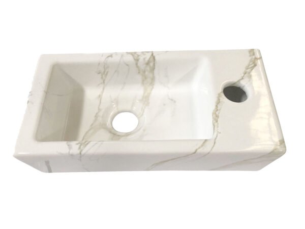 Rhea S mini fontein rechts 36,5 x 18 x 9 cm keramiek carrara - Fonteinen | Lapy
