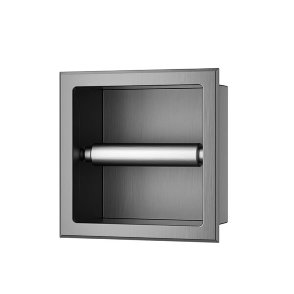 Rocko toiletrolhouder zonder klep inbouw gunmetal PVD - Inbouwaccessoires | Lapy