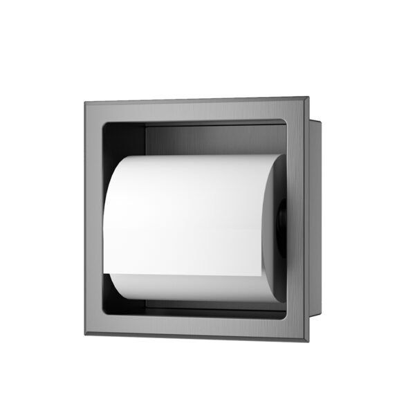 Rocko toiletrolhouder zonder klep inbouw gunmetal PVD - Inbouwaccessoires | Lapy
