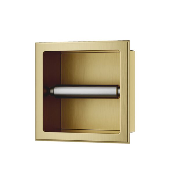 Rocko toiletrolhouder zonder klep inbouw geborsteld messing PVD - Inbouwaccessoires | Lapy