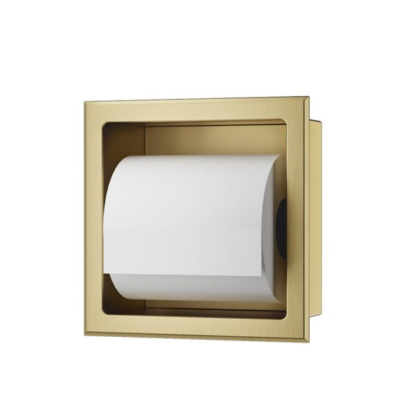 Rocko toiletrolhouder zonder klep inbouw geborsteld messing PVD - Inbouwaccessoires | Lapy