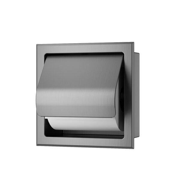 Rocko toiletrolhouder met klep inbouw gunmetal PVD - Inbouwaccessoires | Lapy