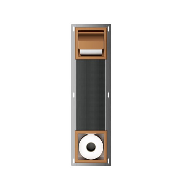 Rocko toiletrolhouder met klep en reserverolhouder inbouw geborsteld brons koper - Inbouwaccessoires | Lapy