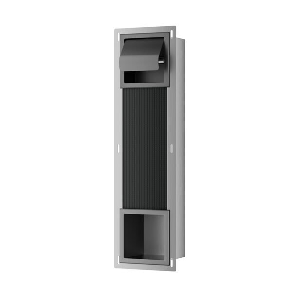Rocko toiletrolhouder met klep en reserverolhouder inbouw gunmetal - Inbouwaccessoires | Lapy