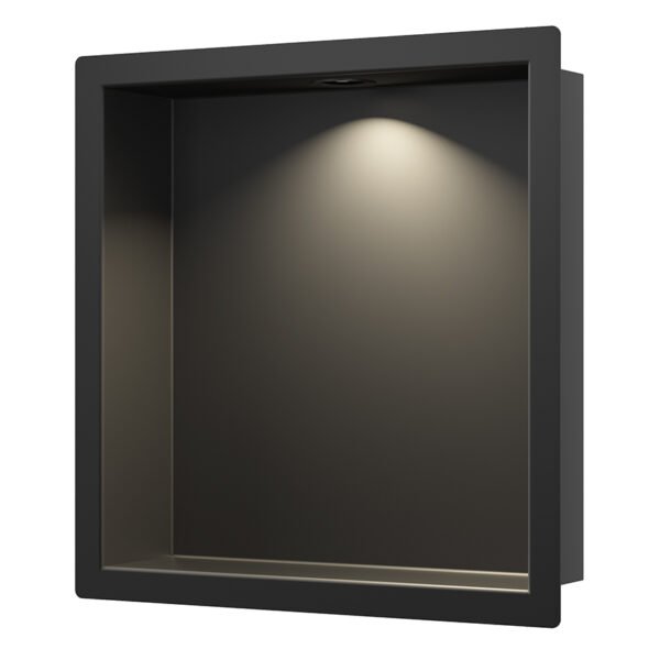 Demis inbouwnis met LED 30 x 30 x 7 cm mat zwart - Inbouwnissen | Lapy