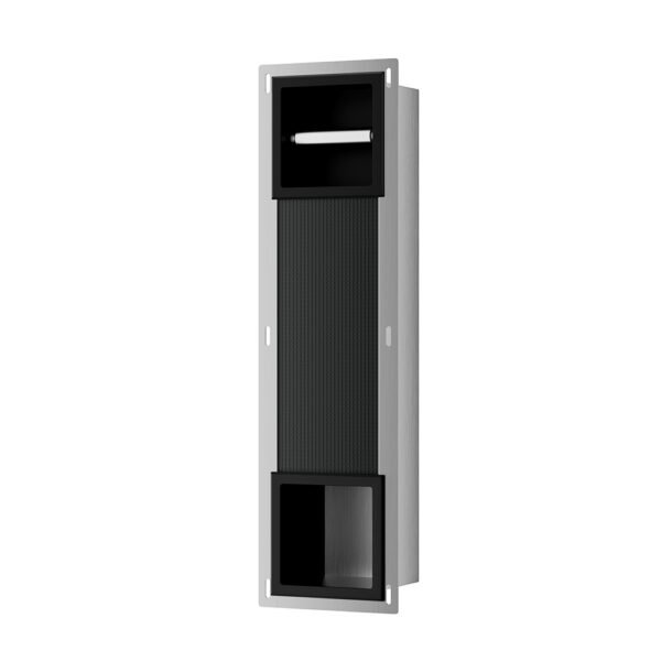 Rocko toiletrolhouder zonder klep en reserverolhouder inbouw mat zwart - Inbouwaccessoires | Lapy