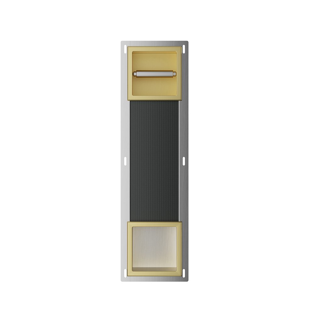 Rocko toiletrolhouder zonder klep en reserverolhouder inbouw geborsteld messing