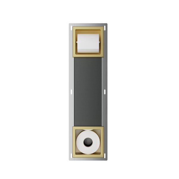 Rocko toiletrolhouder zonder klep en reserverolhouder inbouw geborsteld messing - Inbouwaccessoires | Lapy