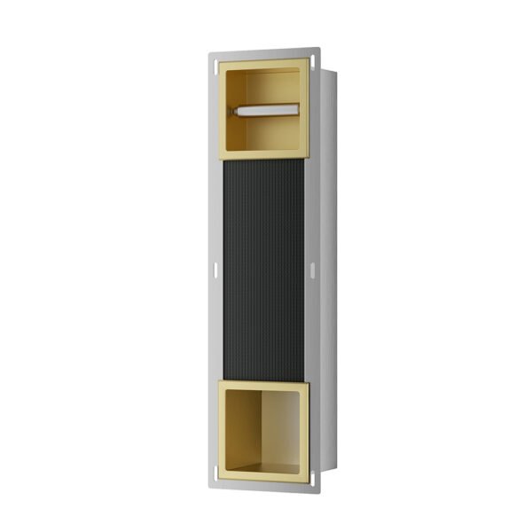Rocko toiletrolhouder zonder klep en reserverolhouder inbouw geborsteld messing - Inbouwaccessoires | Lapy