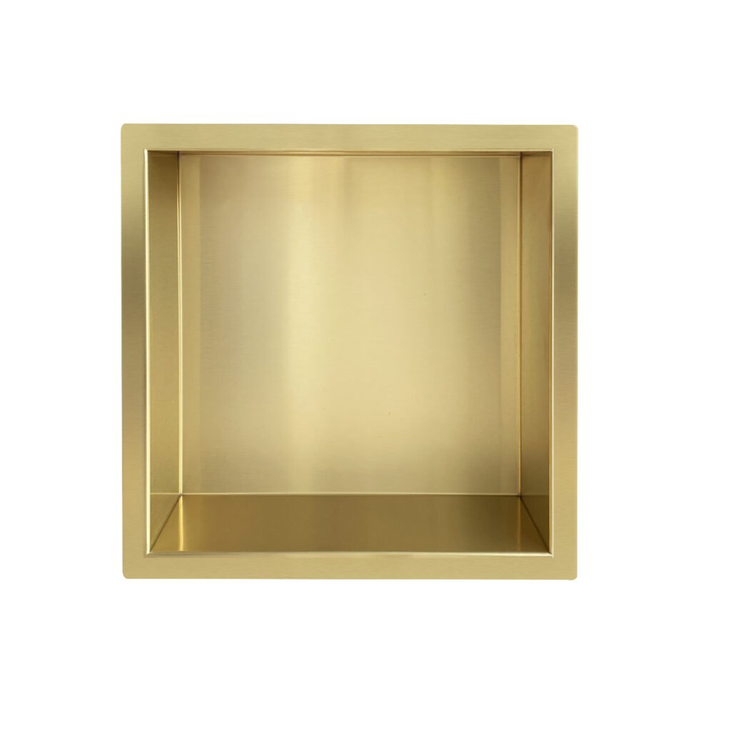 Demis inbouwnis 30 x 30 x 10 cm geborsteld messing PVD
