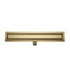 Douchegoot met flens en tegelrooster 100 x 7 cm geborsteld messing PVD - Douchegoten met rooster | Lapy